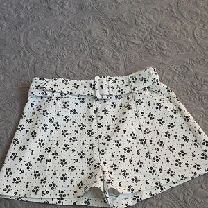 BCBGeneration White and Black Skorts with Floral Pattern